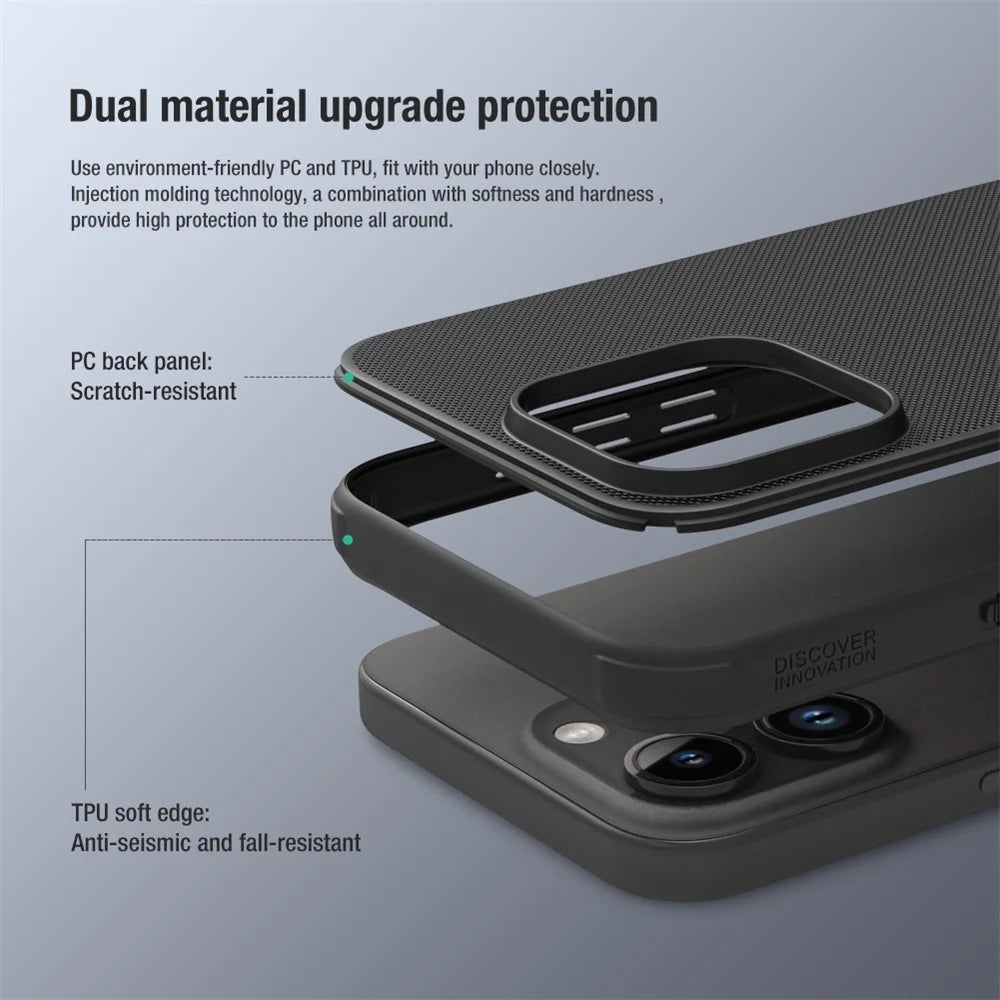 NILLKIN Super Frosted Shield Pro for iPhone 15 Pro Max Anti-Fingerprint Back Case PC+TPU Matte Cover - Black - 7