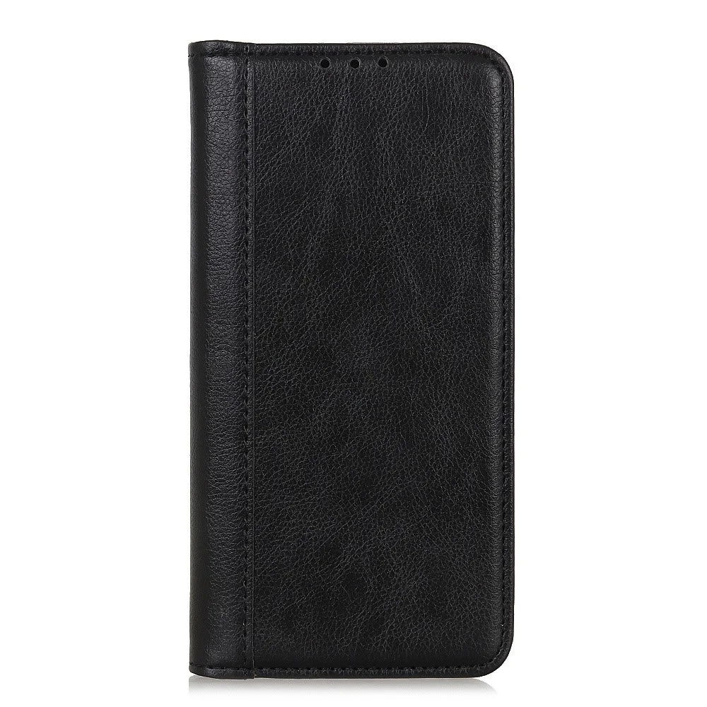 For OnePlus Ace 2 Pro 5G Anti-Scratch Phone Case Split Leather Litchi Texture Wallet Stand Cover - Black - 6