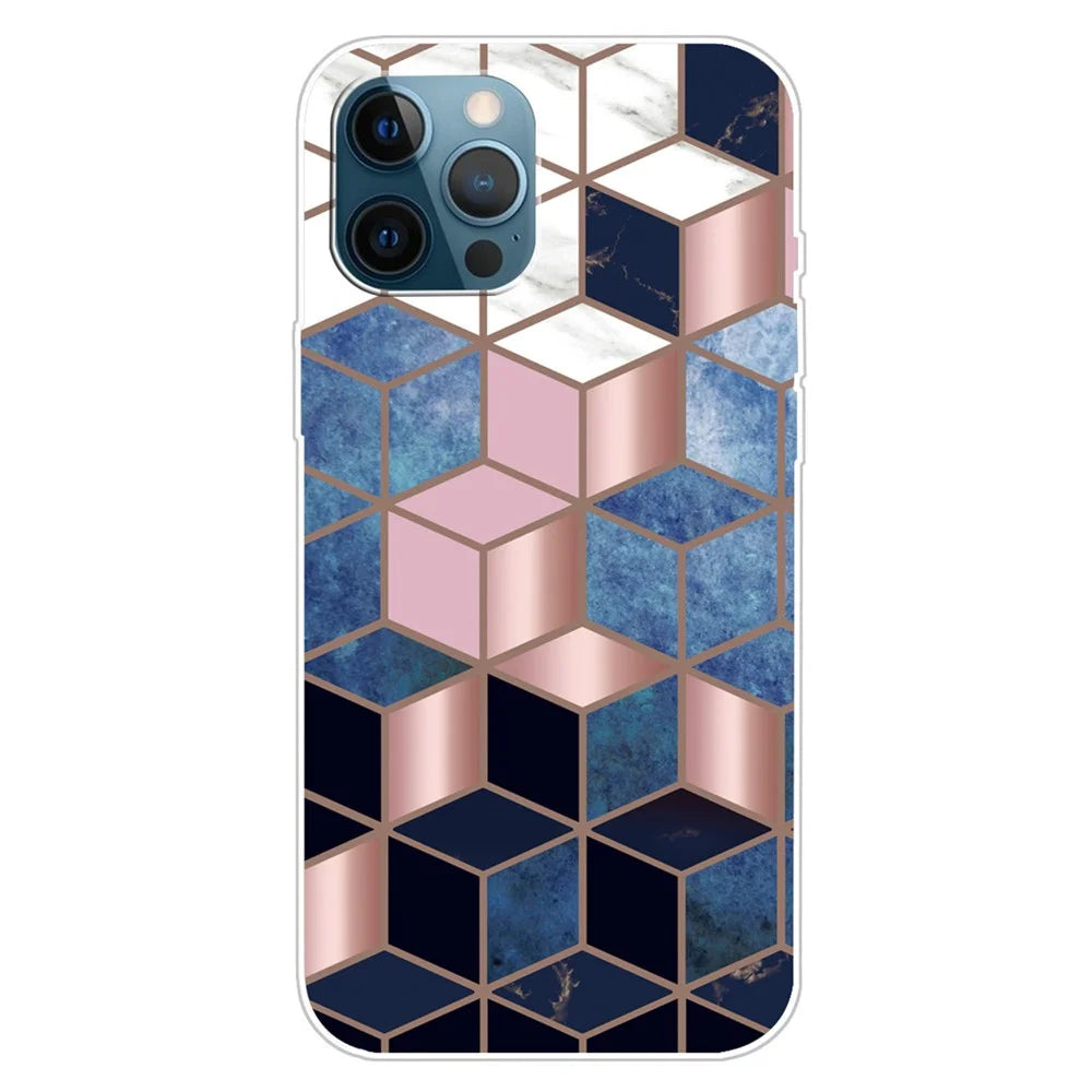 For iPhone 15 Marble Pattern Printing TPU IMD Case Mobile Phone Back Protective Cover, Style A - Style A - 1