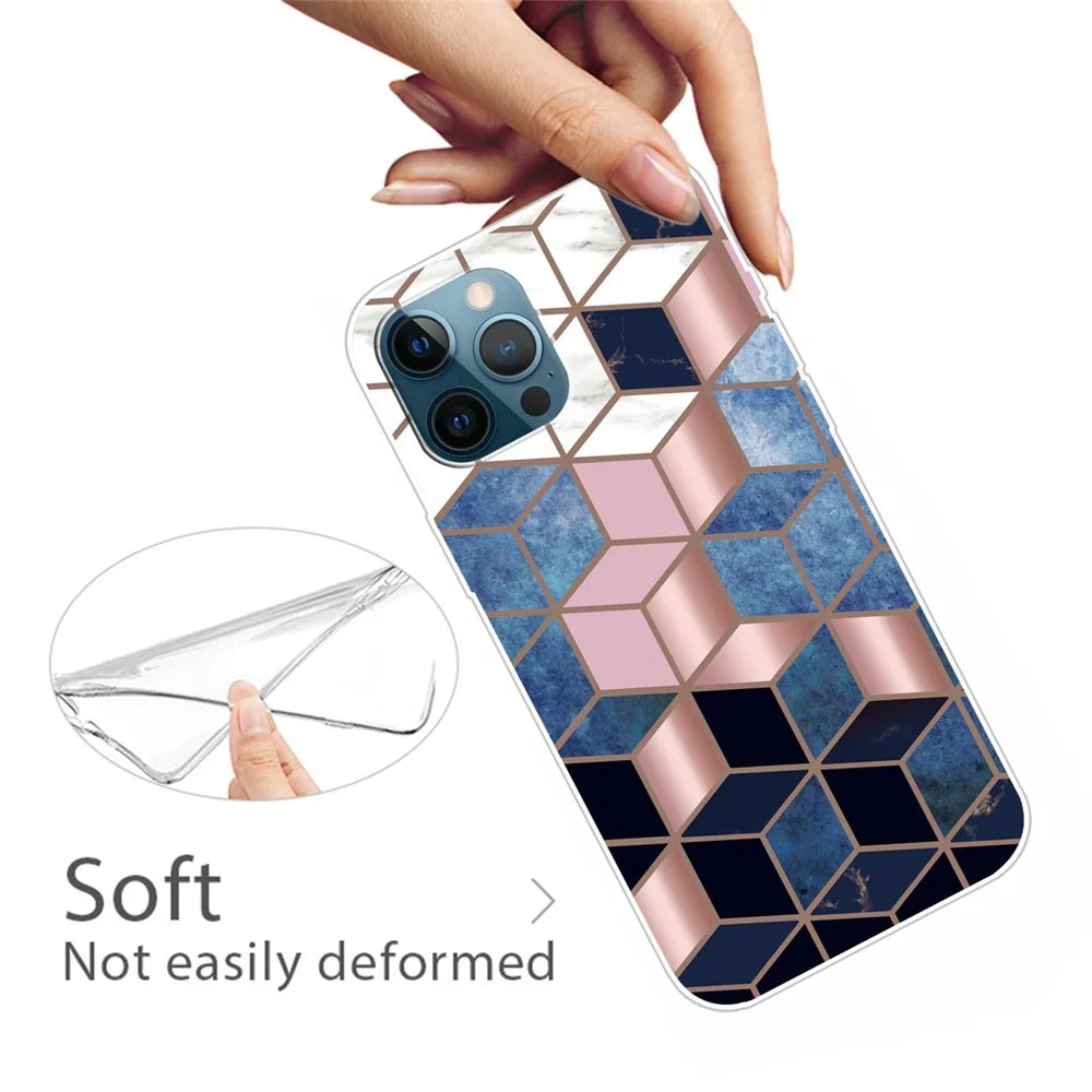 For iPhone 15 Marble Pattern Printing TPU IMD Case Mobile Phone Back Protective Cover, Style A - Style A - 2