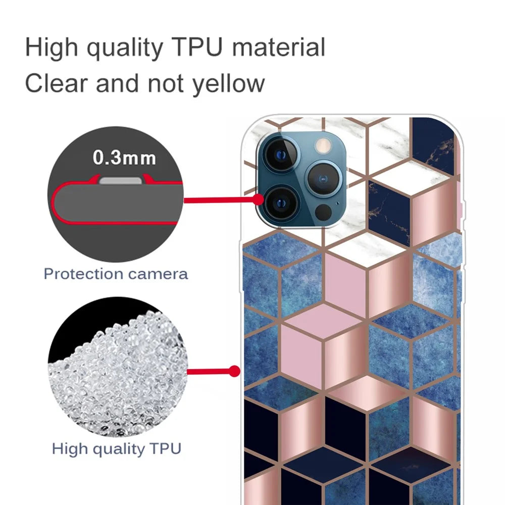 For iPhone 15 Marble Pattern Printing TPU IMD Case Mobile Phone Back Protective Cover, Style A - Style A - 3