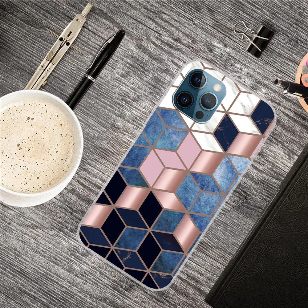 For iPhone 15 Marble Pattern Printing TPU IMD Case Mobile Phone Back Protective Cover, Style A - Style A - 4