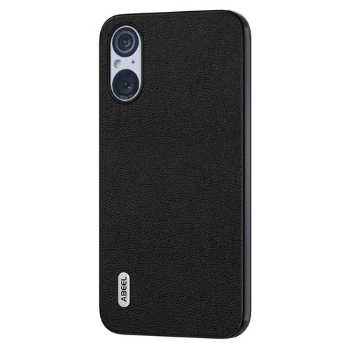 ABEEL For Sony Xperia 5 V Litchi Texture Protective Cover Genuine Cow Leather Coated PC+TPU Phone Case - Black - 1
