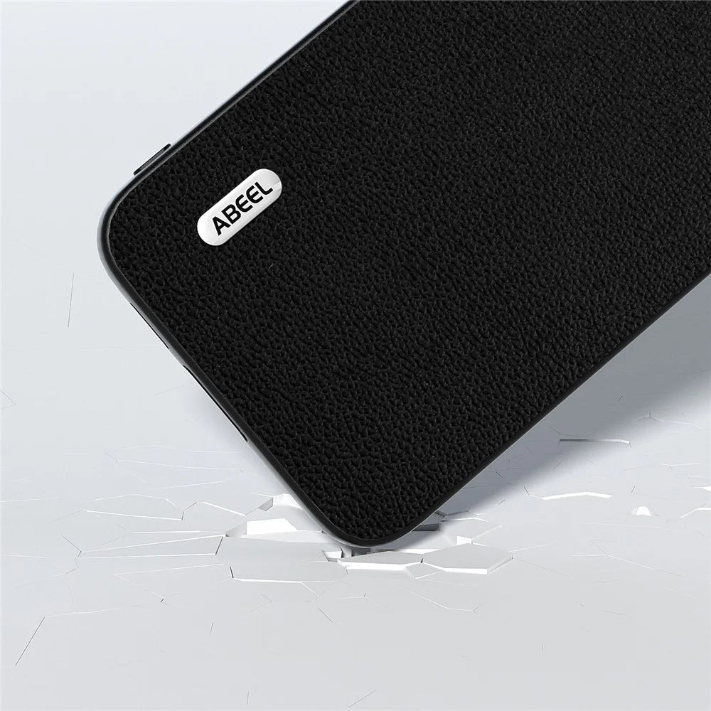 ABEEL For Sony Xperia 5 V Litchi Texture Protective Cover Genuine Cow Leather Coated PC+TPU Phone Case - Black - 3