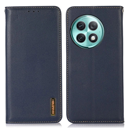 KHAZNEH For OnePlus Ace 2 Pro 5G RFID Blocking Wallet Stand Cover Genuine Cow Leather Phone Case - Blue - 1