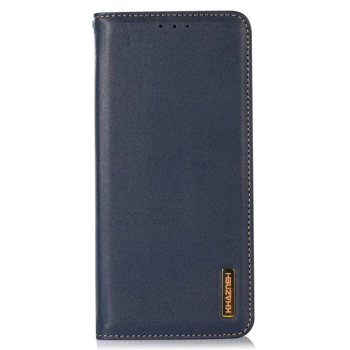 KHAZNEH For OnePlus Ace 2 Pro 5G RFID Blocking Wallet Stand Cover Genuine Cow Leather Phone Case - Blue - 6