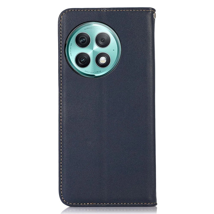 KHAZNEH For OnePlus Ace 2 Pro 5G RFID Blocking Wallet Stand Cover Genuine Cow Leather Phone Case - Blue - 7