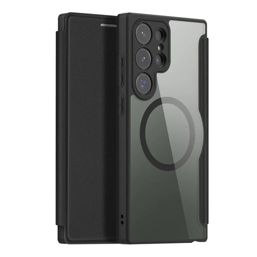 For Samsung Galaxy S23 Ultra Leather Case DUX DUCIS Skin X Pro Series Flip Cover Magnetic Case - Black - 1