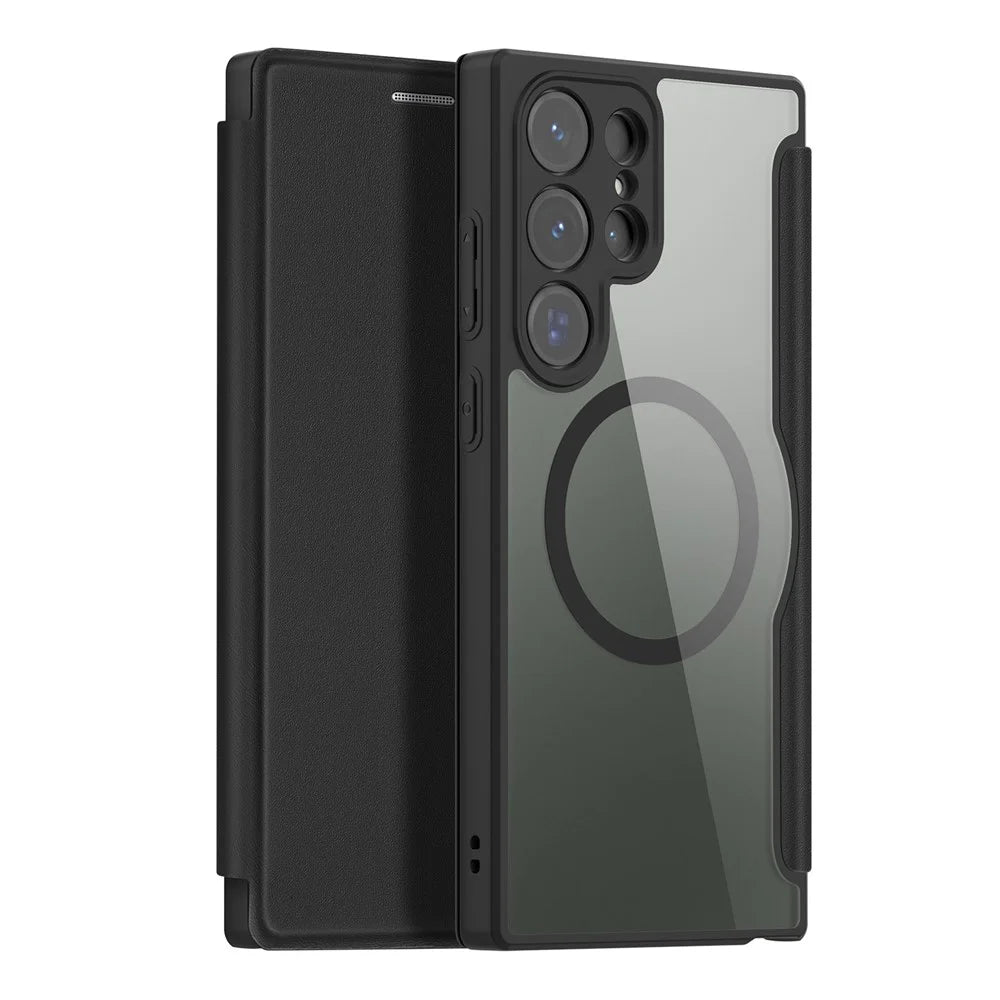 For Samsung Galaxy S23 Ultra Leather Case DUX DUCIS Skin X Pro Series Flip Cover Magnetic Case - Black - 1