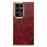 DENIOR For Samsung Galaxy S23 Ultra Anti-Scratch Electroplating Cover Genuine Cow Leather+PC+TPU Phone Case - Red - 2