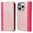 For iPhone 15 Pro Max PU Leather Wallet Phone Case Bi-color Splicing Anti-drop Stand Cover - Rose Gold+Rose - 1