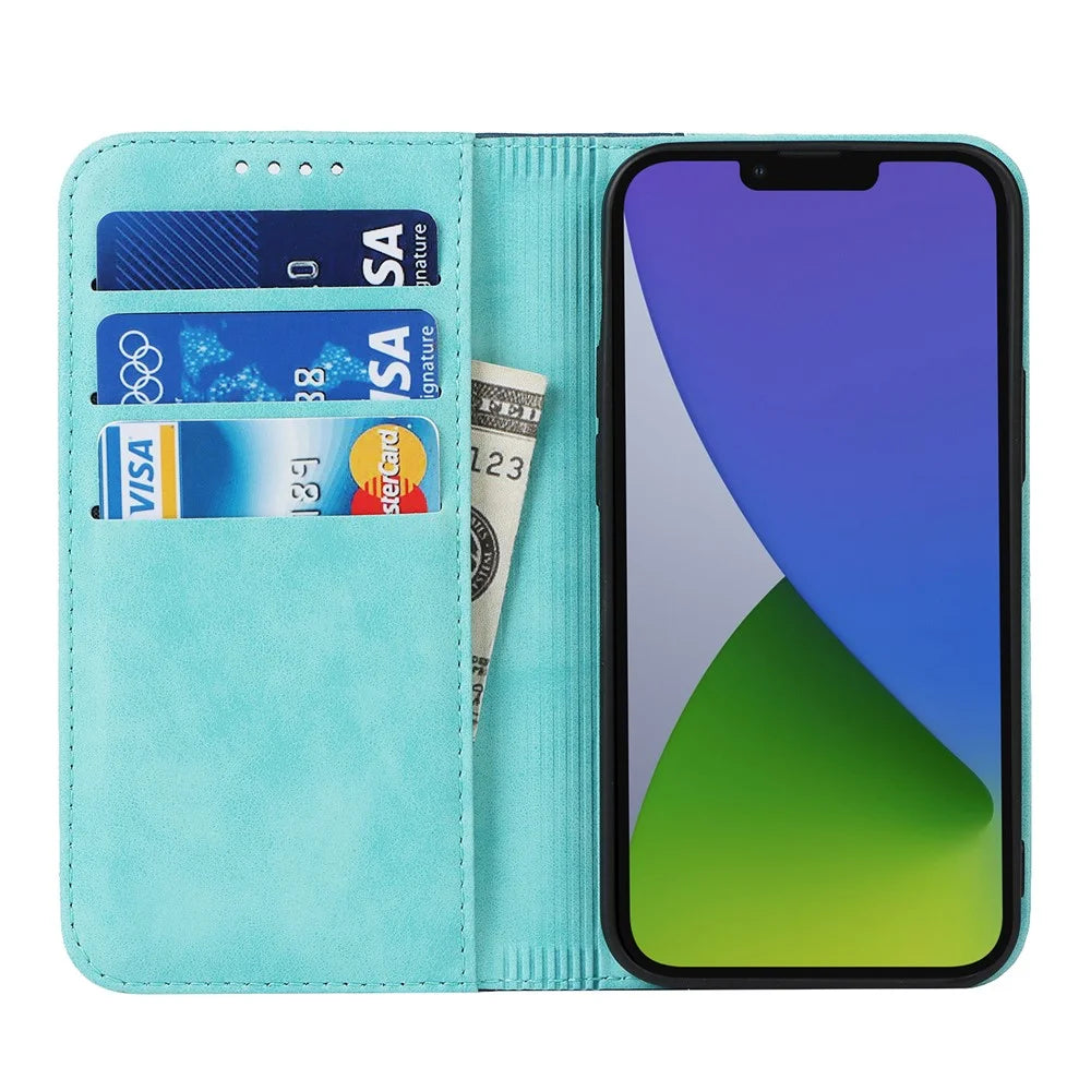 For iPhone 15 PU Leather Drop-proof Phone Case Bi-color Splicing Cover with Stand Wallet - Light Blue+Dark Blue - 2
