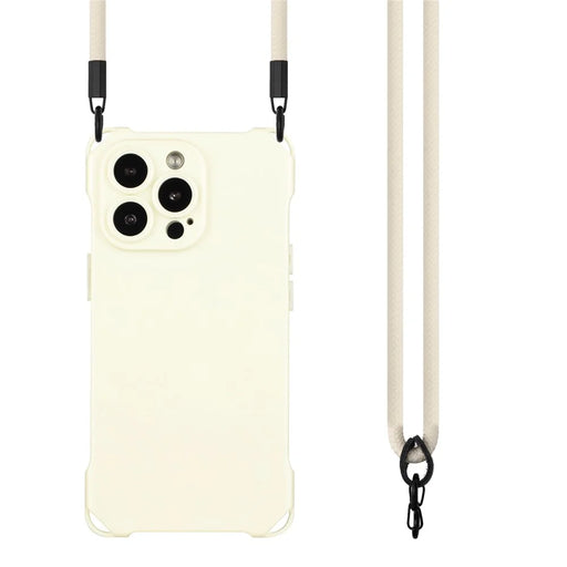 For iPhone 15 Pro Cell Phone Back Cover Four Corners Anti-drop Soft TPU Case with Hanging Rope - White - 2