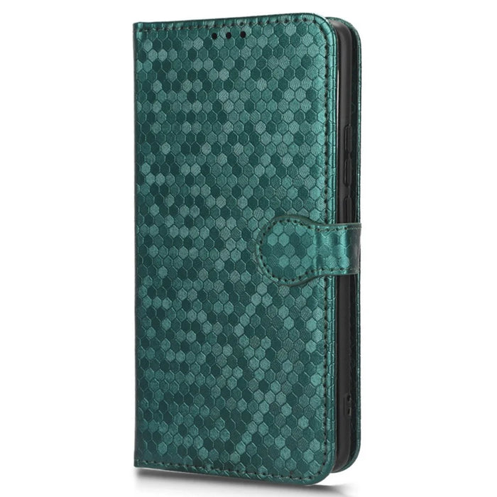 For iPhone 15 Pro Max Dot Imprinted Shockproof Cover Leather Wallet Stand Mobile Phone Case - Green - 5