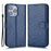 For iPhone 15 Plus PU Leather Anti-drop Phone Case Dot Imprinted Wallet Stand Cover - Sapphire - 1