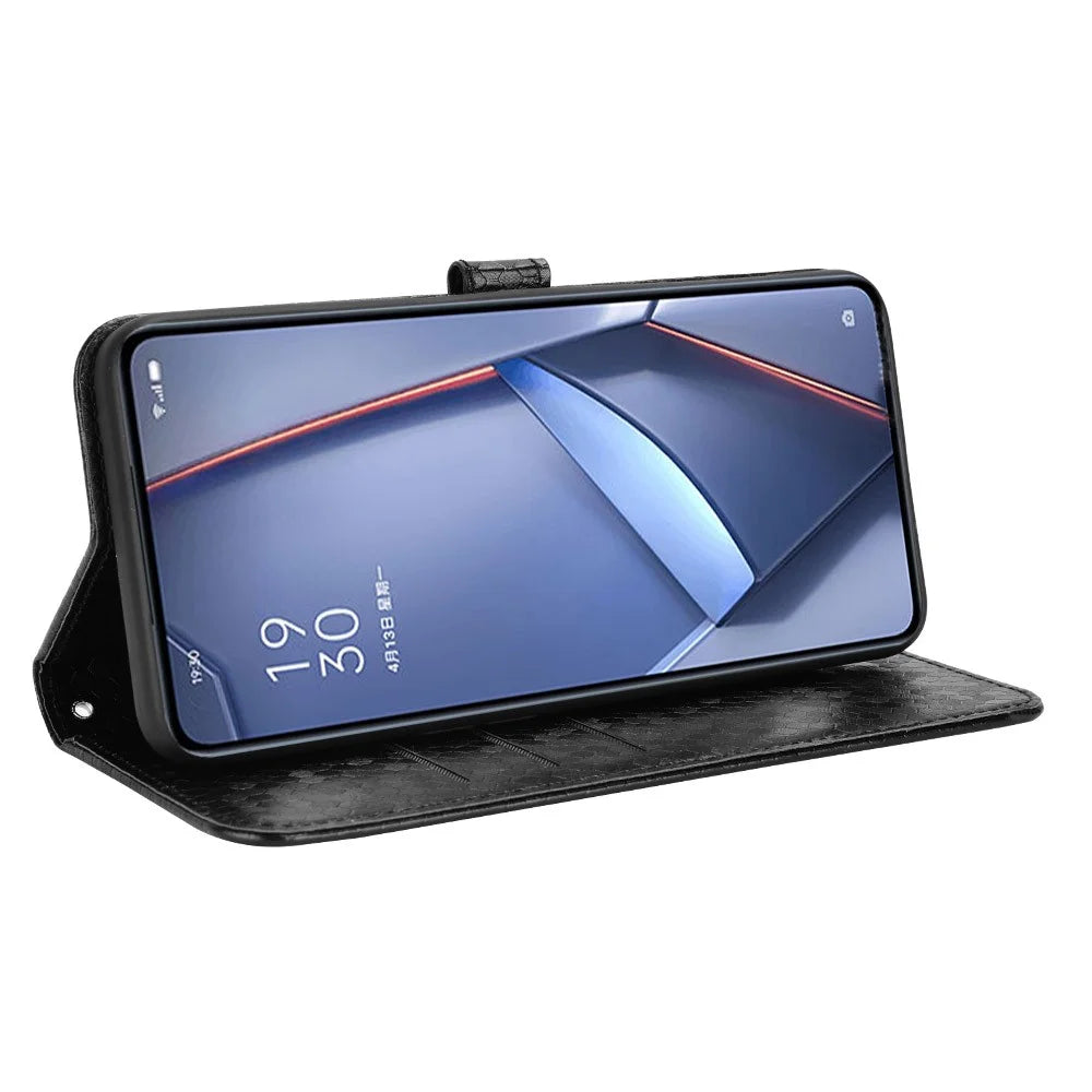 For Doogee X98 PU Leather Wallet Case Dot Imprint Drop-proof Phone Cover with Stand - Black - 3