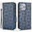 For iPhone 15 Plus Triangle Imprint PU Leather Wallet Case Anti-drop Stand Phone Cover - Blue - 1