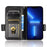 For iPhone 15 PU Leather Phone Cover Flip Stand Wallet Imprinted Triangle Protective Shell - Black - 2