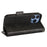 For iPhone 15 PU Leather Phone Cover Flip Stand Wallet Imprinted Triangle Protective Shell - Black - 3