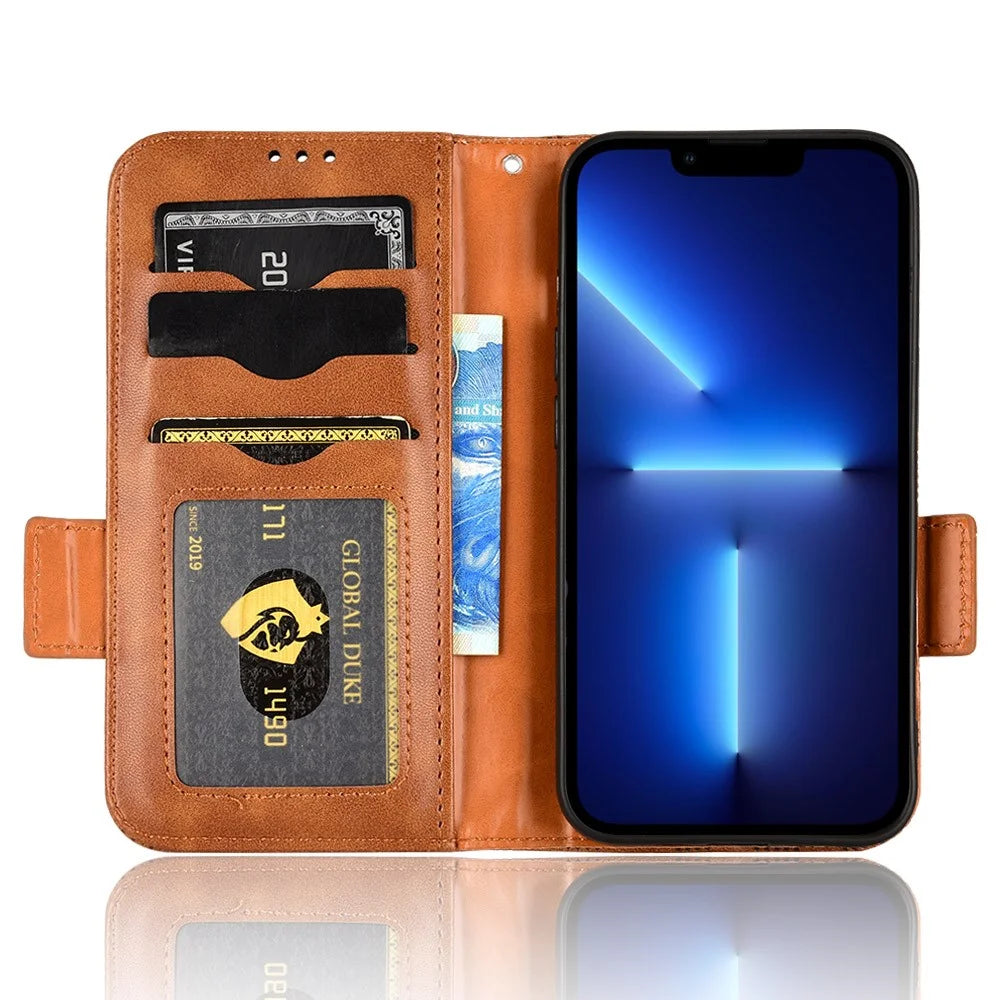 For iPhone 15 Pro Max Imprinted Triangle Phone Cover PU Leather Stand Wallet Anti-fall Case - Brown - 2