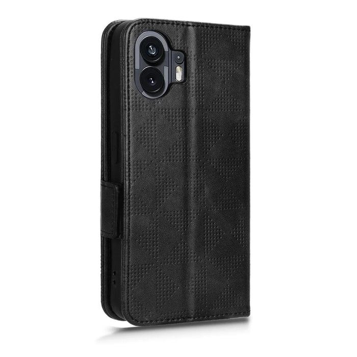 For Nothing Phone (2) Imprinted Triangle Stand Shell Drop-proof PU Leather Wallet Phone Cover - Black - 5