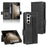 For Samsung Galaxy Z Fold5 5G Stand Phone Cover PU Leather Imprinted Triangle Wallet Case with Pen Holder - Black - 6