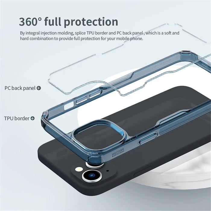 NILLKIN Nature Pro Series for iPhone 15 Plus Protective Phone Case PC Back TPU Frame Phone Cover - Blue - 7