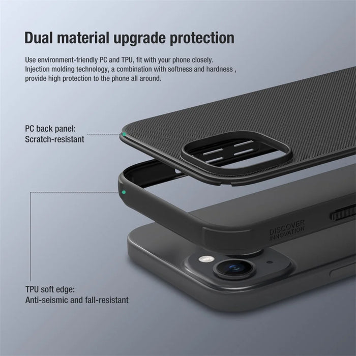 NILLKIN Super Frosted Shield Pro Matte Phone Cover for iPhone 15 PC+TPU Anti-scratch Phone Case - Black - 7