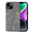 For iPhone 15 Kickstand Shell PU Leather Coated TPU Phone Cover with Card Slots - Grey - 1