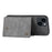 For iPhone 15 Kickstand Shell PU Leather Coated TPU Phone Cover with Card Slots - Grey - 3