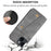 For iPhone 15 Kickstand Shell PU Leather Coated TPU Phone Cover with Card Slots - Grey - 5