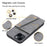 For iPhone 15 Kickstand Shell PU Leather Coated TPU Phone Cover with Card Slots - Grey - 7