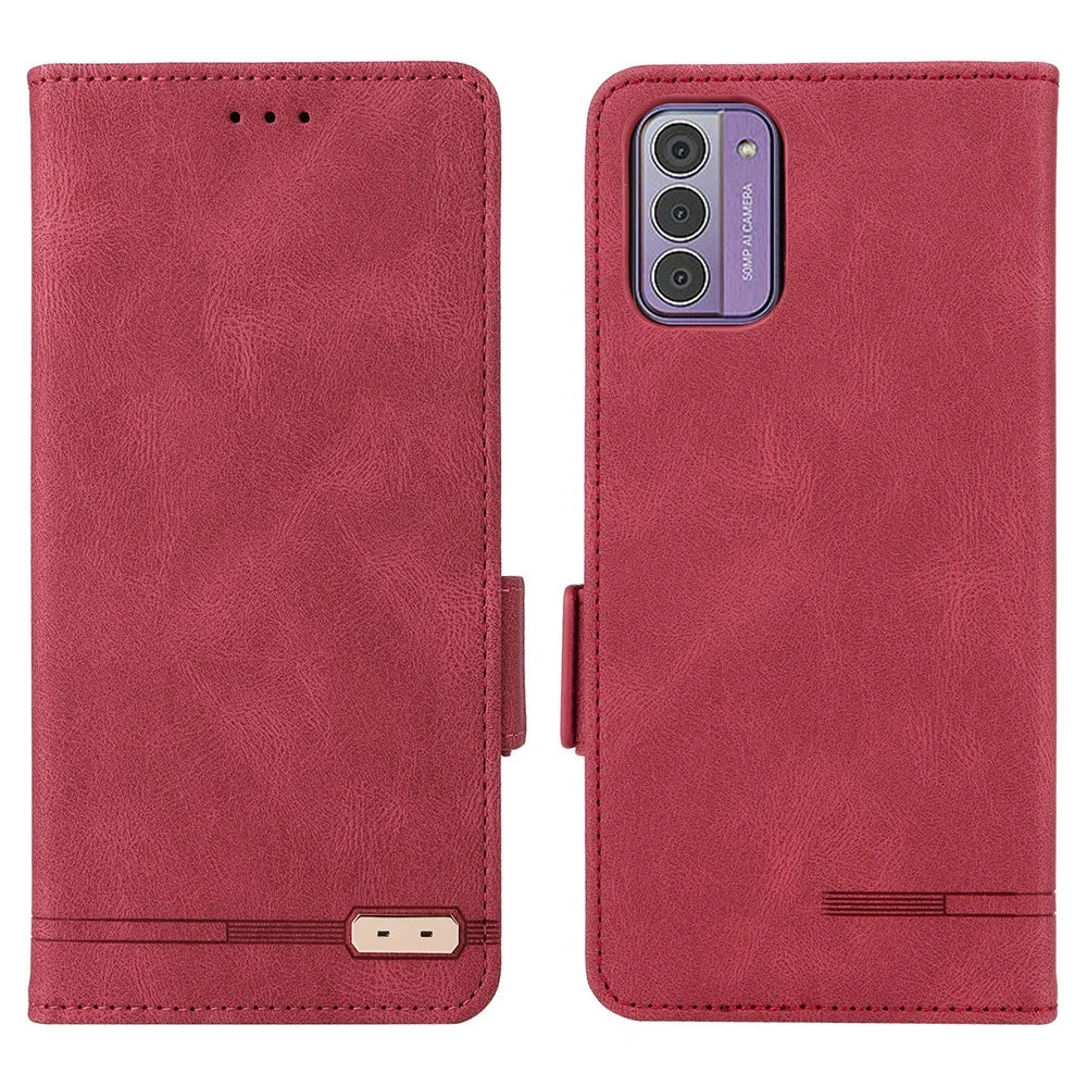 For Nokia G42 Anti-Scratch Protective Cover PU Leather Wallet Stand Phone Case Hardware Decor Shell - Rose - 1