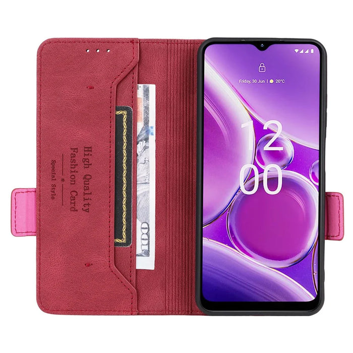For Nokia G42 Anti-Scratch Protective Cover PU Leather Wallet Stand Phone Case Hardware Decor Shell - Rose - 2