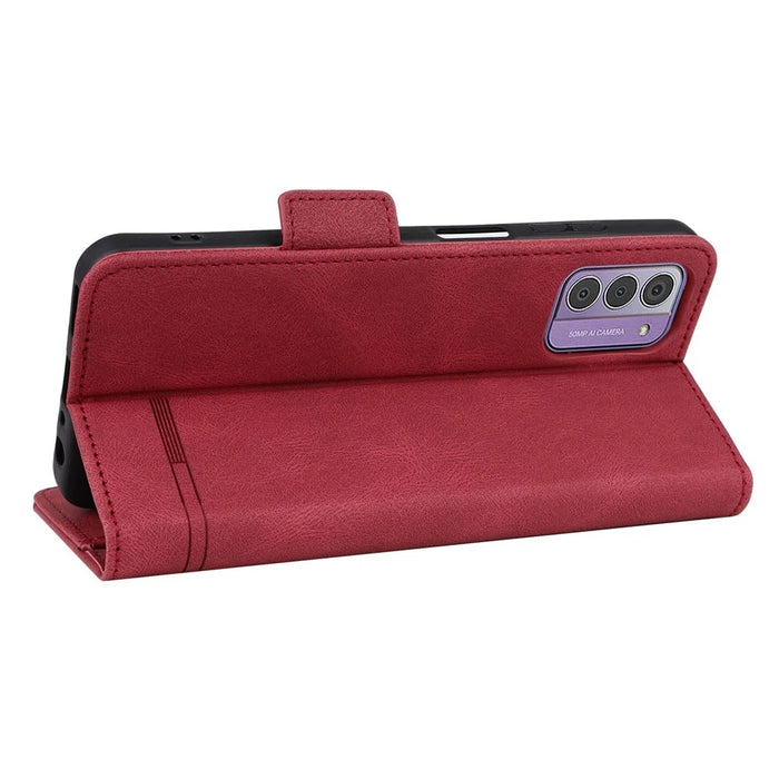 For Nokia G42 Anti-Scratch Protective Cover PU Leather Wallet Stand Phone Case Hardware Decor Shell - Rose - 4