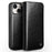 QIALINO For iPhone 15 Plus Anti-Drop Genuine Leather Phone Case Stand Full Wrapped Wallet Flip Cover - Black - 1