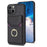 For iPhone 15 Pro Shockproof PU Leather + TPU Case Phone Back Cover Card Holder Ring Kickstand - Black - 7