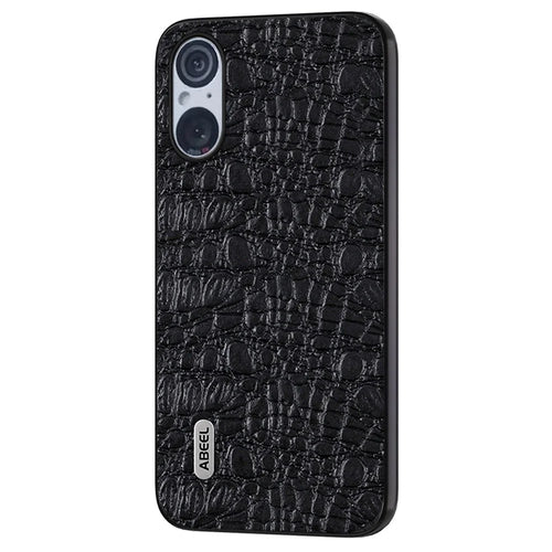ABEEL For Sony Xperia 5 V Anti-scratch Phone Case Canopy Texture Genuine Cow Leather Coated PC+TPU Cover - Black - 1