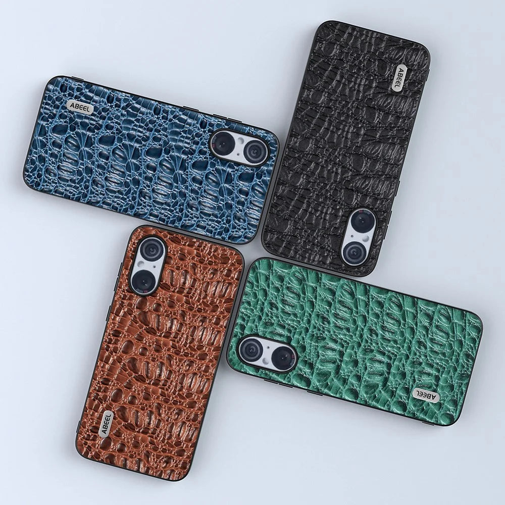 ABEEL For Sony Xperia 5 V Anti-scratch Phone Case Canopy Texture Genuine Cow Leather Coated PC+TPU Cover - Black - 3