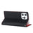 For iPhone 15 Pro Litchi Texture Genuine Cow Leather Cover Anti-drop Wallet Stand Phone Case with Strap - Black - 4