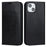 For iPhone 15 Plus Crazy Horse Texture Flip Stand Wallet Cover Genuine Cow Leather Phone Case - Black - 1