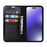 For iPhone 15 Pro Crazy Horse Texture Anti-fall Cover Genuine Cow Leather Stand Wallet Phone Case - Black - 2