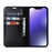 For iPhone 15 Crazy Horse Texture Stand Cover Genuine Cow Leather Wallet Protective Phone Case - Black - 2