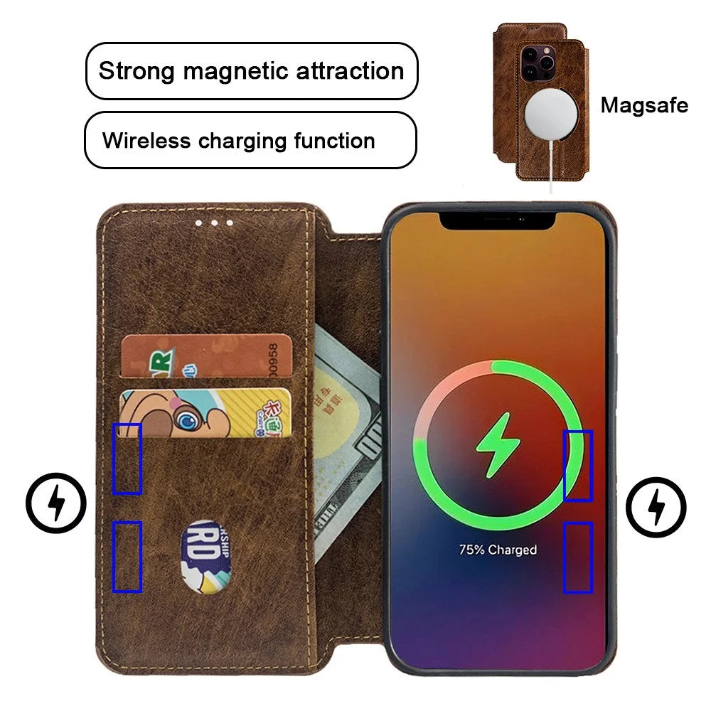 For iPhone 15 Anti-Scratch PU+TPU Matte Case Compatible with MagSafe Wallet Phone Cover - Rose Gold - 2