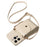 For iPhone 15 Shockproof Case PU Card Holder Kickstand TPU Phone Cover with Shoulder Strap - Beige - 2