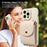 For iPhone 15 Shockproof Case PU Card Holder Kickstand TPU Phone Cover with Shoulder Strap - Beige - 5