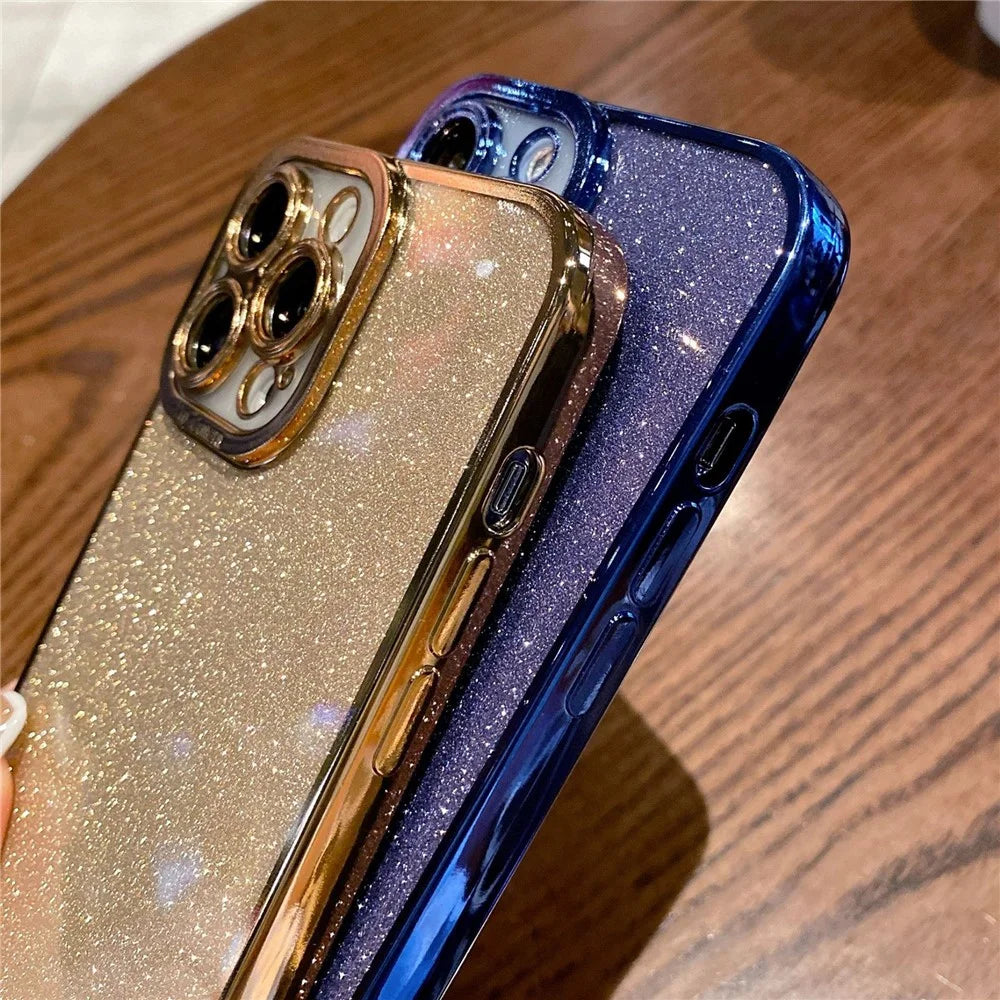 Electroplating TPU Case for iPhone 15 Pro Glitter Detachable Soft Mobile Phone Protective Cover - Gold - 4