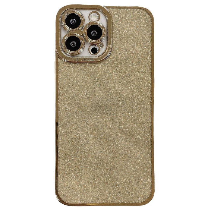 Glitter Soft TPU Case for iPhone 15 Pro Max Electroplating Shockproof Cell Phone Back Cover - Gold - 1