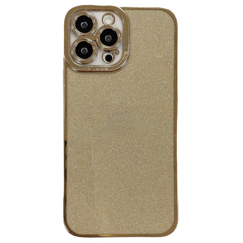 For iPhone 15 Electroplating TPU Cell Phone Cover Glitter Powder Anti-Scratch Mobile Phone Cover - Gold - 1