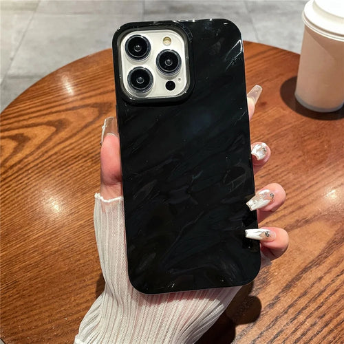 Simple Style Wave Pattern Slim Case for iPhone 15 Protective Soft TPU Phone Cover - Black - 1